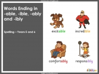Words Ending in -able, -ible, -ably and -ibly - Years 5 and 6